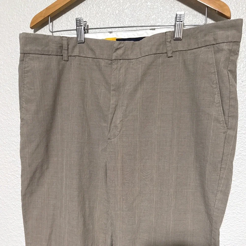 Tommy Hilfiger Mens 36x32 Tan Glen Plaid Dress Pants Khaki Trousers Slacks‎